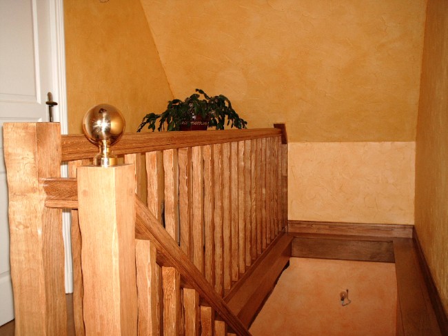 Retour de rampe type mezzanine en chêne balustres bois